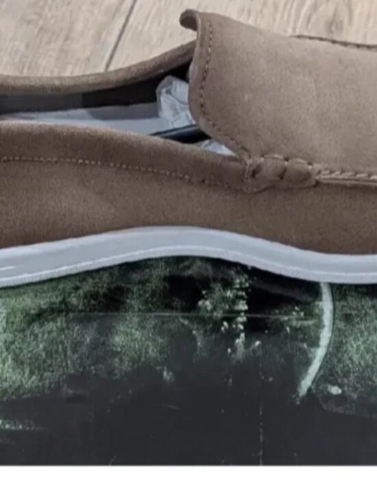 $395- Magnanni Garron Men\'s Slip On Suede Loafers Washed Taupe - RARE